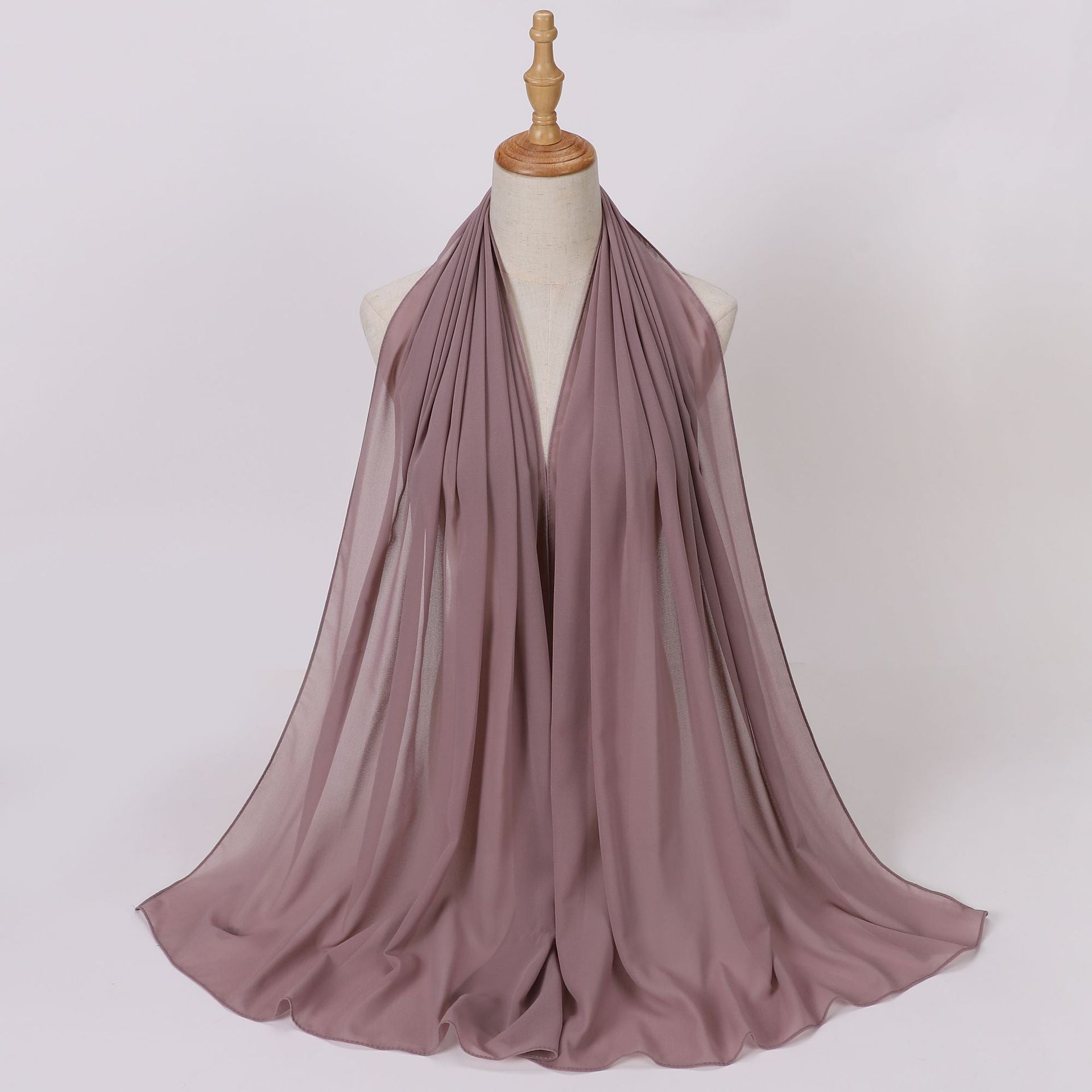 Foreign Trade Single-Color Pearl Chiffon Long Scarf Hijab Malay Ethnic Gauze Scarf African Headscarf Dropshipping