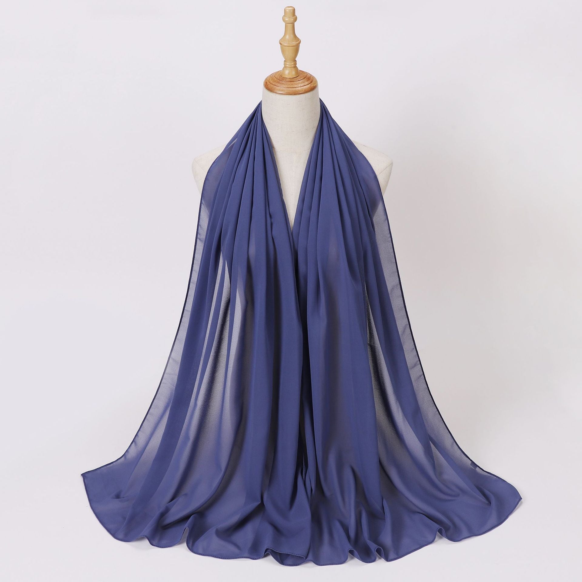 Foreign Trade Single-Color Pearl Chiffon Long Scarf Hijab Malay Ethnic Gauze Scarf African Headscarf Dropshipping