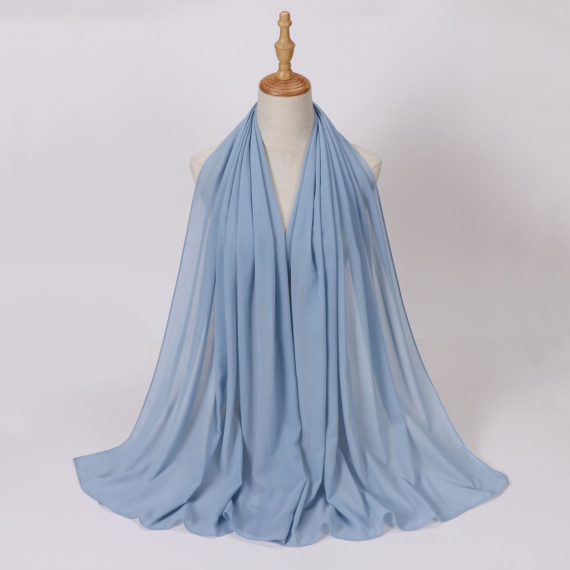 Foreign Trade Single-Color Pearl Chiffon Long Scarf Hijab Malay Ethnic Gauze Scarf African Headscarf Dropshipping
