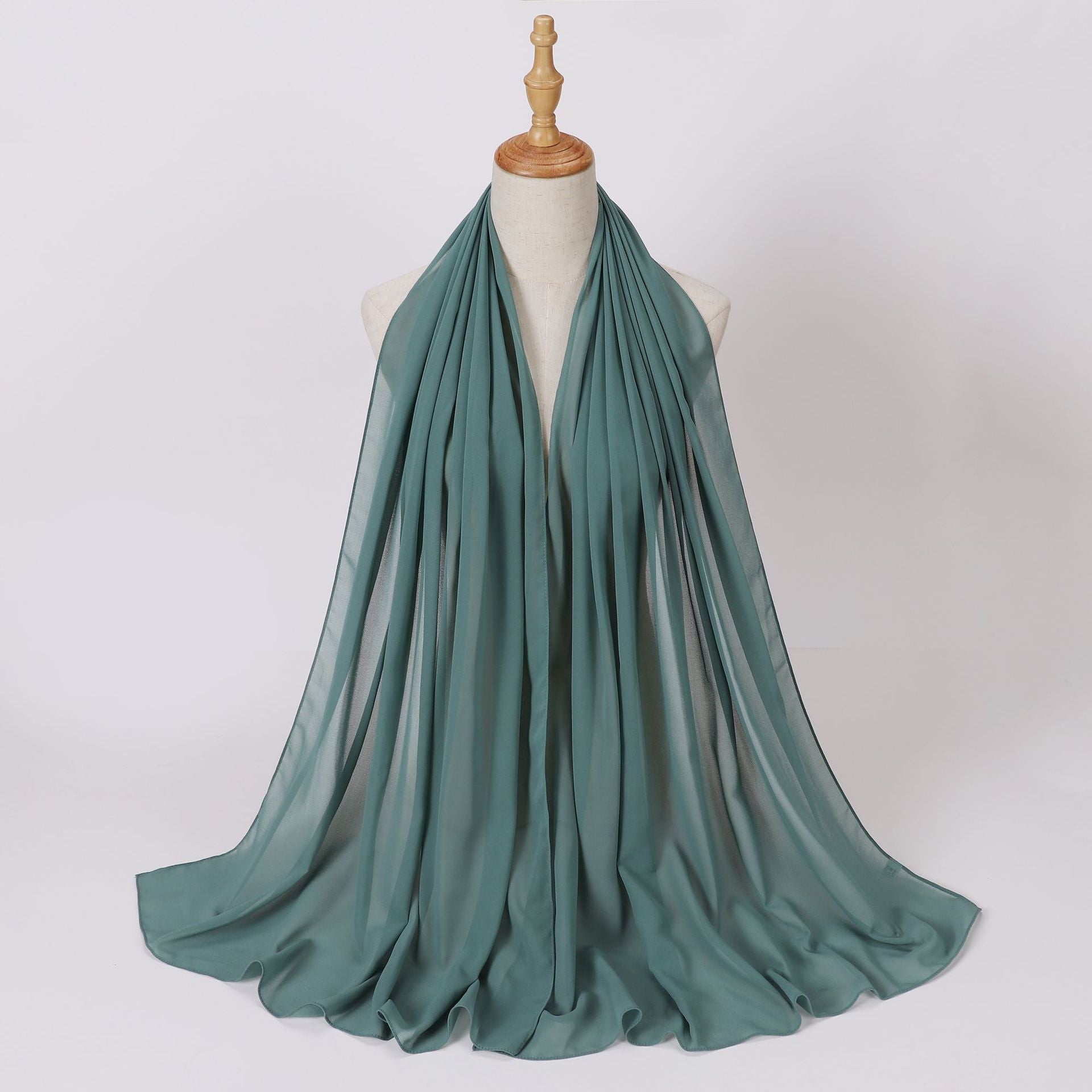 Foreign Trade Single-Color Pearl Chiffon Long Scarf Hijab Malay Ethnic Gauze Scarf African Headscarf Dropshipping