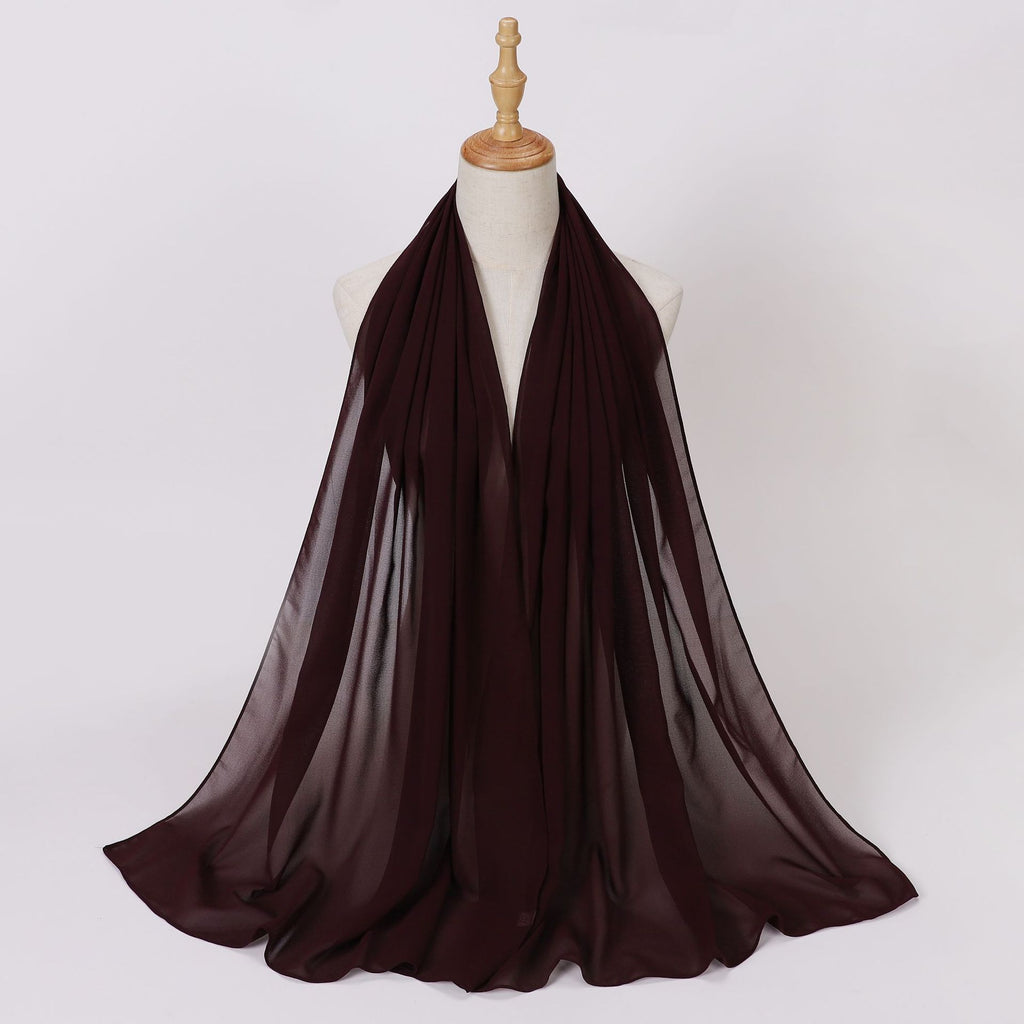 Foreign Trade Single-Color Pearl Chiffon Long Scarf Hijab Malay Ethnic Gauze Scarf African Headscarf Dropshipping