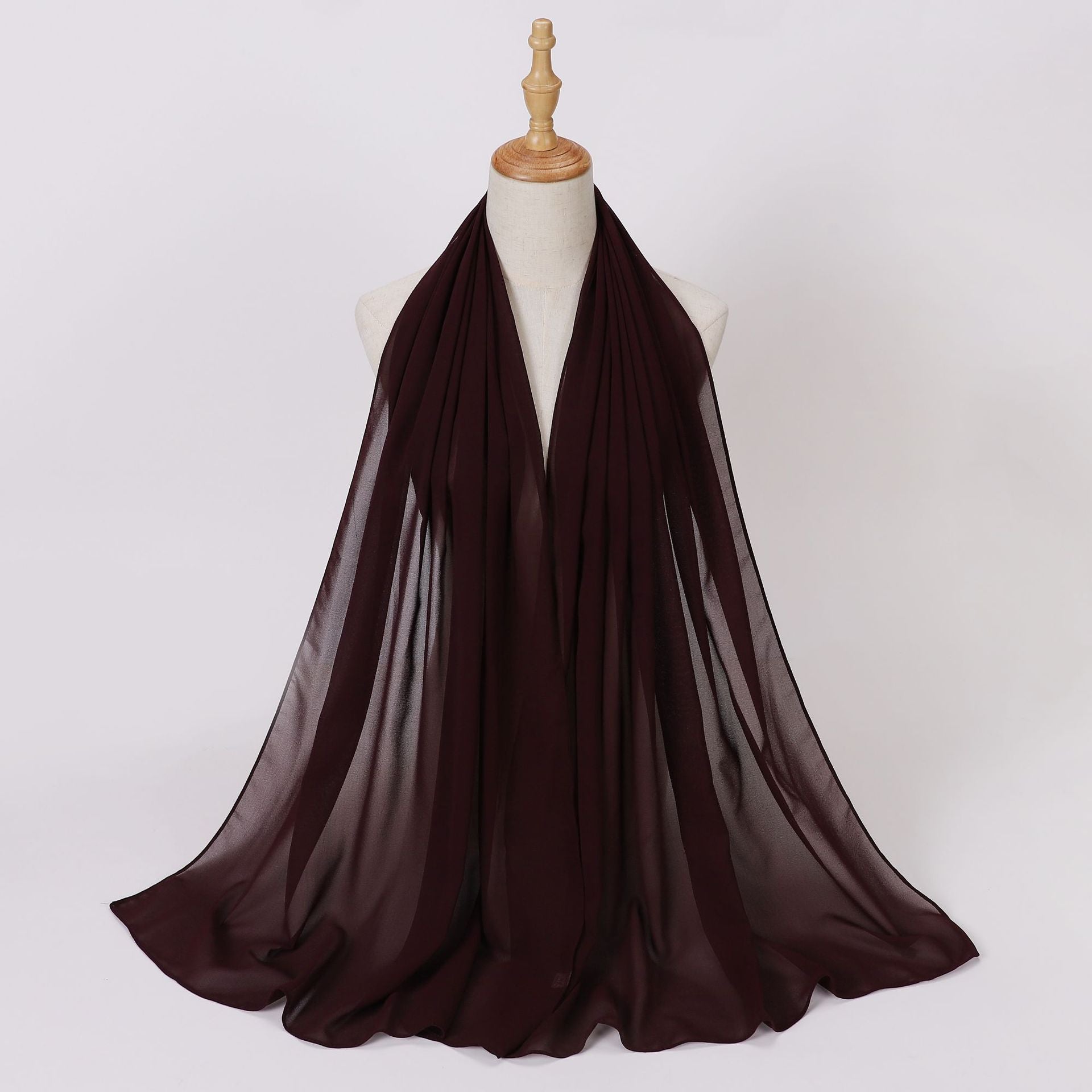 Foreign Trade Single-Color Pearl Chiffon Long Scarf Hijab Malay Ethnic Gauze Scarf African Headscarf Dropshipping