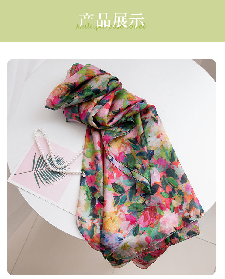 Silk Scarf for Women, New Mulberry Silk Spring and Summer Style, Versatile Long Silk Scarf, Mother's Day Gift Box Packaging