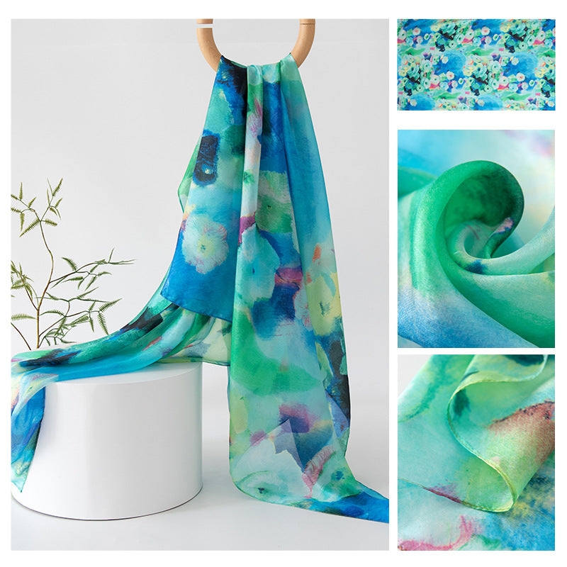 Silk Scarf for Women, New Mulberry Silk Spring and Summer Style, Versatile Long Silk Scarf, Mother's Day Gift Box Packaging