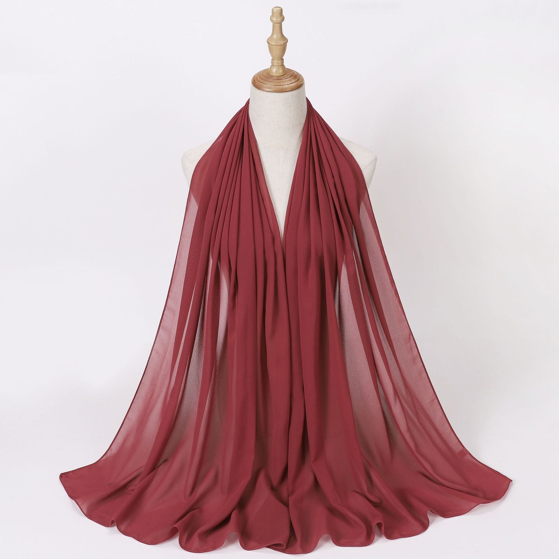 Foreign Trade Single-Color Pearl Chiffon Long Scarf Hijab Malay Ethnic Gauze Scarf African Headscarf Dropshipping