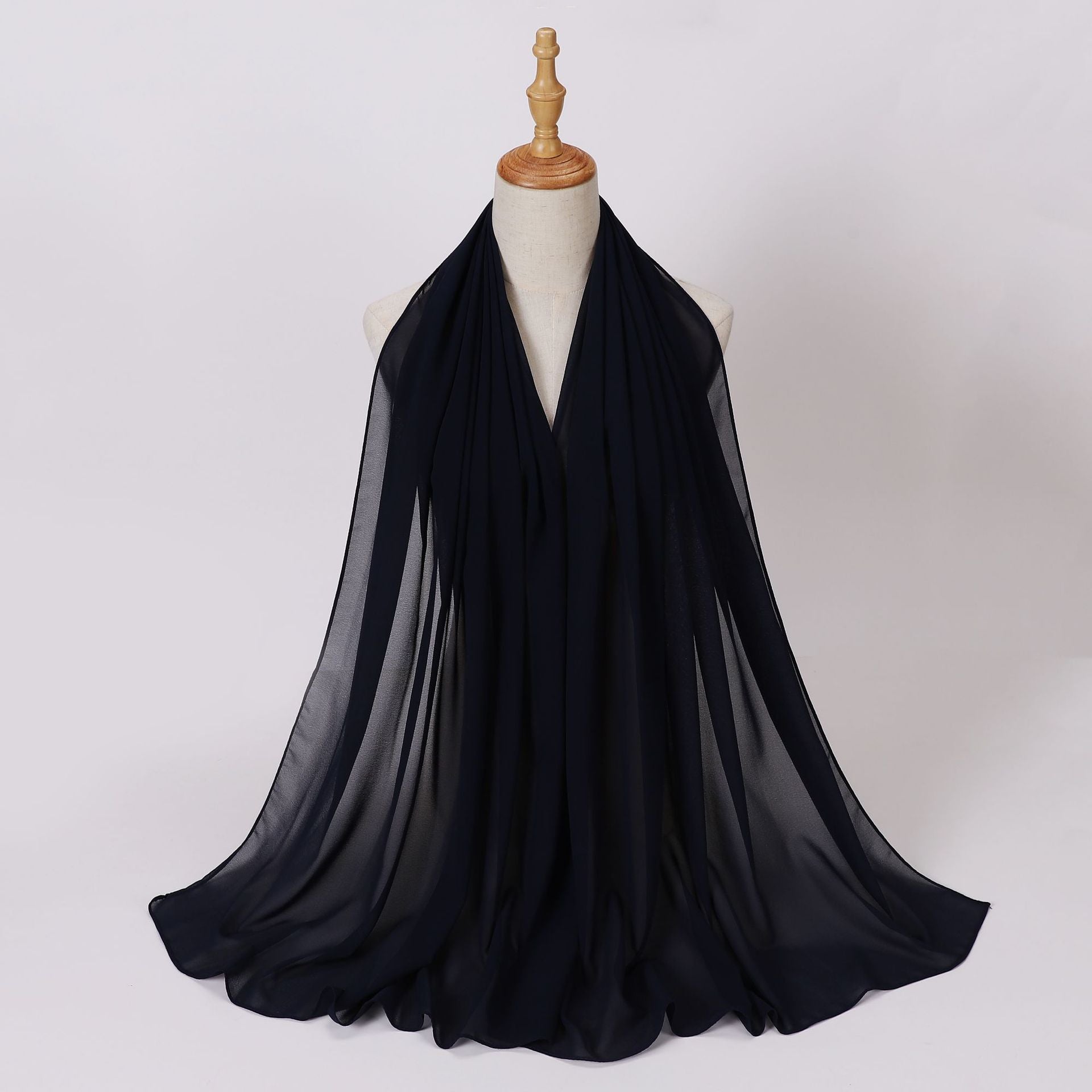 Foreign Trade Single-Color Pearl Chiffon Long Scarf Hijab Malay Ethnic Gauze Scarf African Headscarf Dropshipping