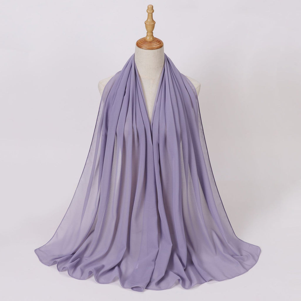 Foreign Trade Single-Color Pearl Chiffon Long Scarf Hijab Malay Ethnic Gauze Scarf African Headscarf Dropshipping