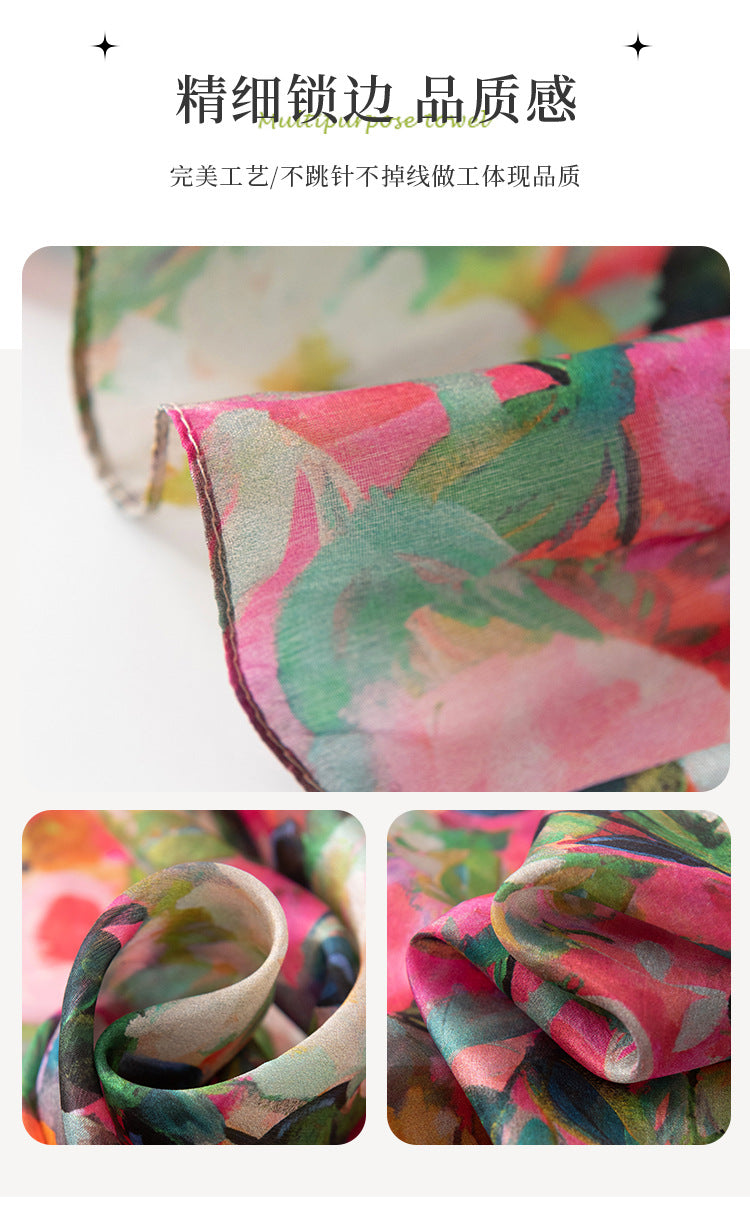 Silk Scarf for Women, New Mulberry Silk Spring and Summer Style, Versatile Long Silk Scarf, Mother's Day Gift Box Packaging