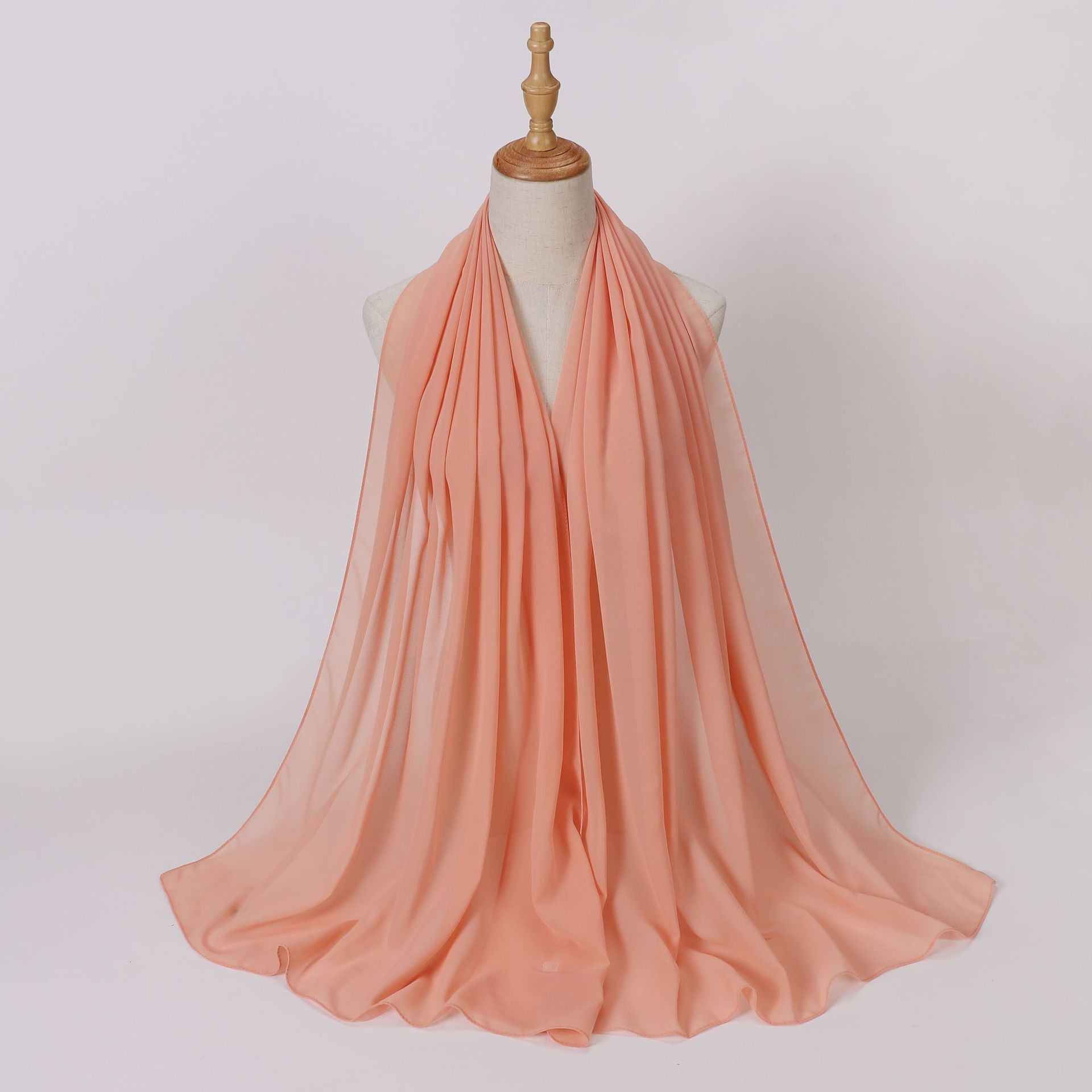 Foreign Trade Single-Color Pearl Chiffon Long Scarf Hijab Malay Ethnic Gauze Scarf African Headscarf Dropshipping