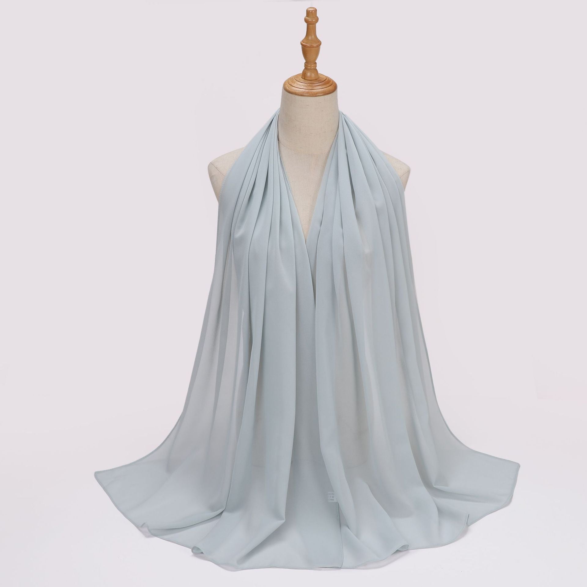 Foreign Trade Single-Color Pearl Chiffon Long Scarf Hijab Malay Ethnic Gauze Scarf African Headscarf Dropshipping