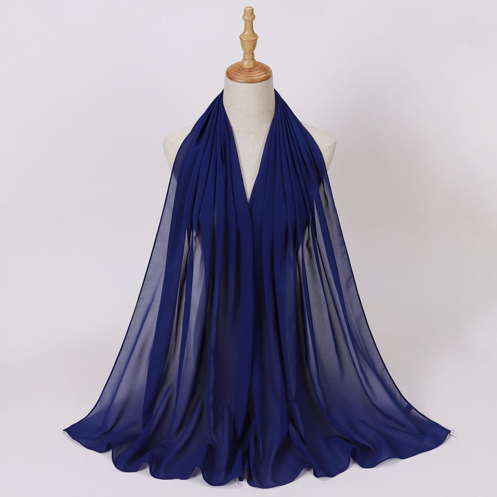 Foreign Trade Single-Color Pearl Chiffon Long Scarf Hijab Malay Ethnic Gauze Scarf African Headscarf Dropshipping