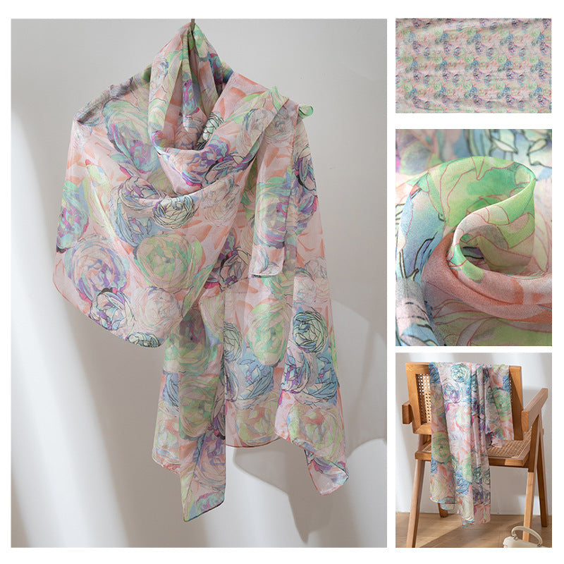 Silk Scarf for Women, New Mulberry Silk Spring and Summer Style, Versatile Long Silk Scarf, Mother's Day Gift Box Packaging