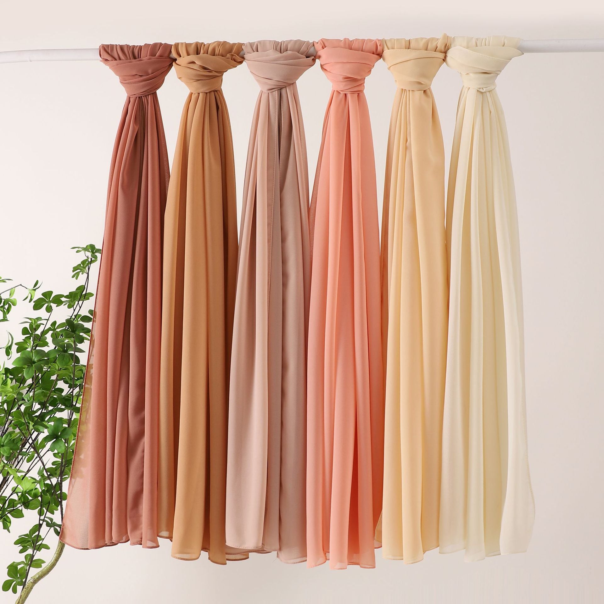 Foreign Trade Single-Color Pearl Chiffon Long Scarf Hijab Malay Ethnic Gauze Scarf African Headscarf Dropshipping