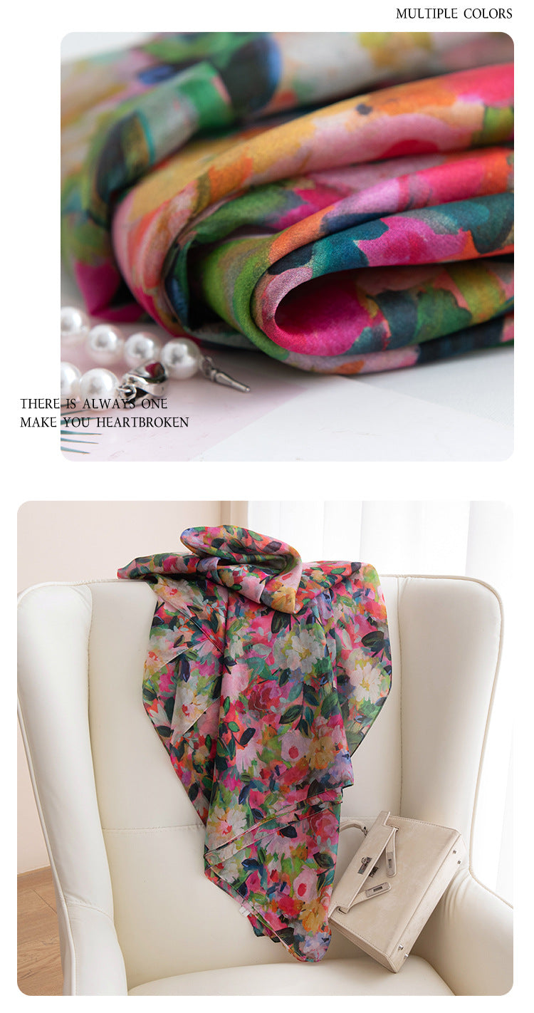 Silk Scarf for Women, New Mulberry Silk Spring and Summer Style, Versatile Long Silk Scarf, Mother's Day Gift Box Packaging