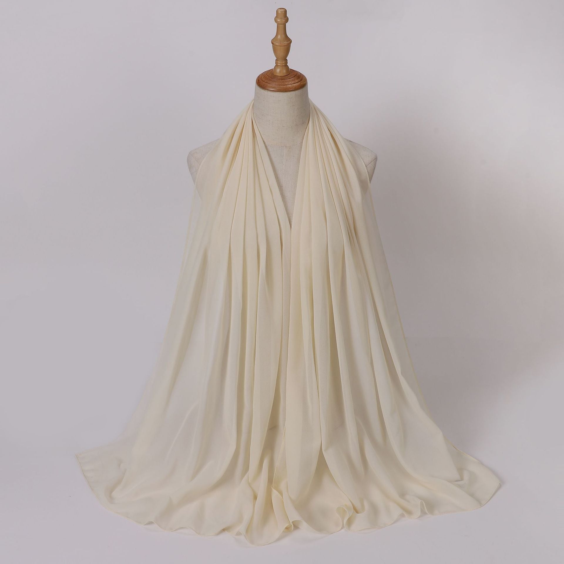 Foreign Trade Single-Color Pearl Chiffon Long Scarf Hijab Malay Ethnic Gauze Scarf African Headscarf Dropshipping