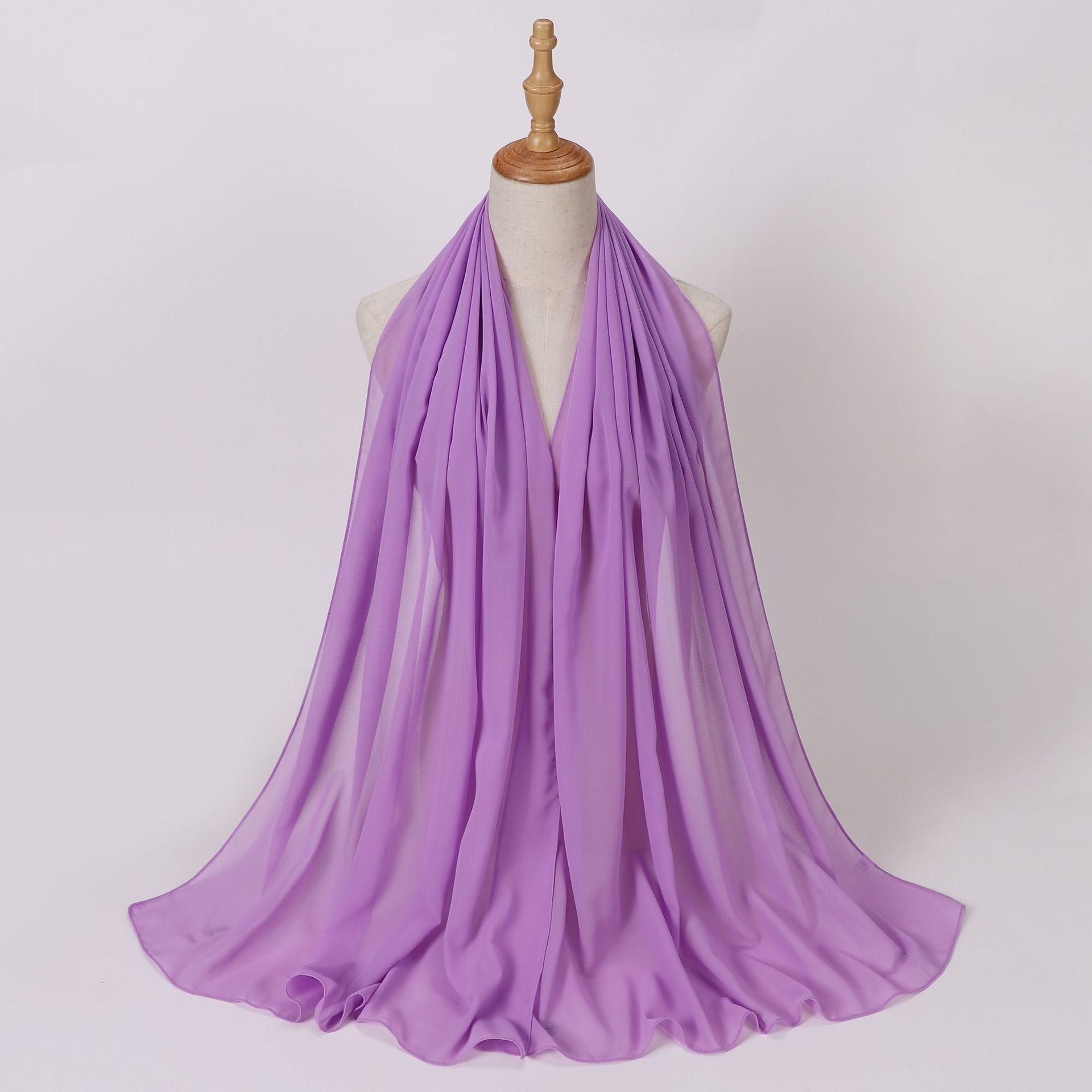 Foreign Trade Single-Color Pearl Chiffon Long Scarf Hijab Malay Ethnic Gauze Scarf African Headscarf Dropshipping