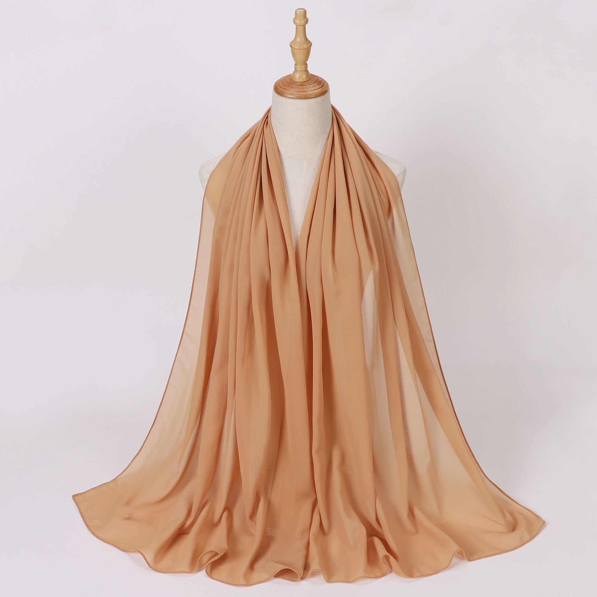 Foreign Trade Single-Color Pearl Chiffon Long Scarf Hijab Malay Ethnic Gauze Scarf African Headscarf Dropshipping