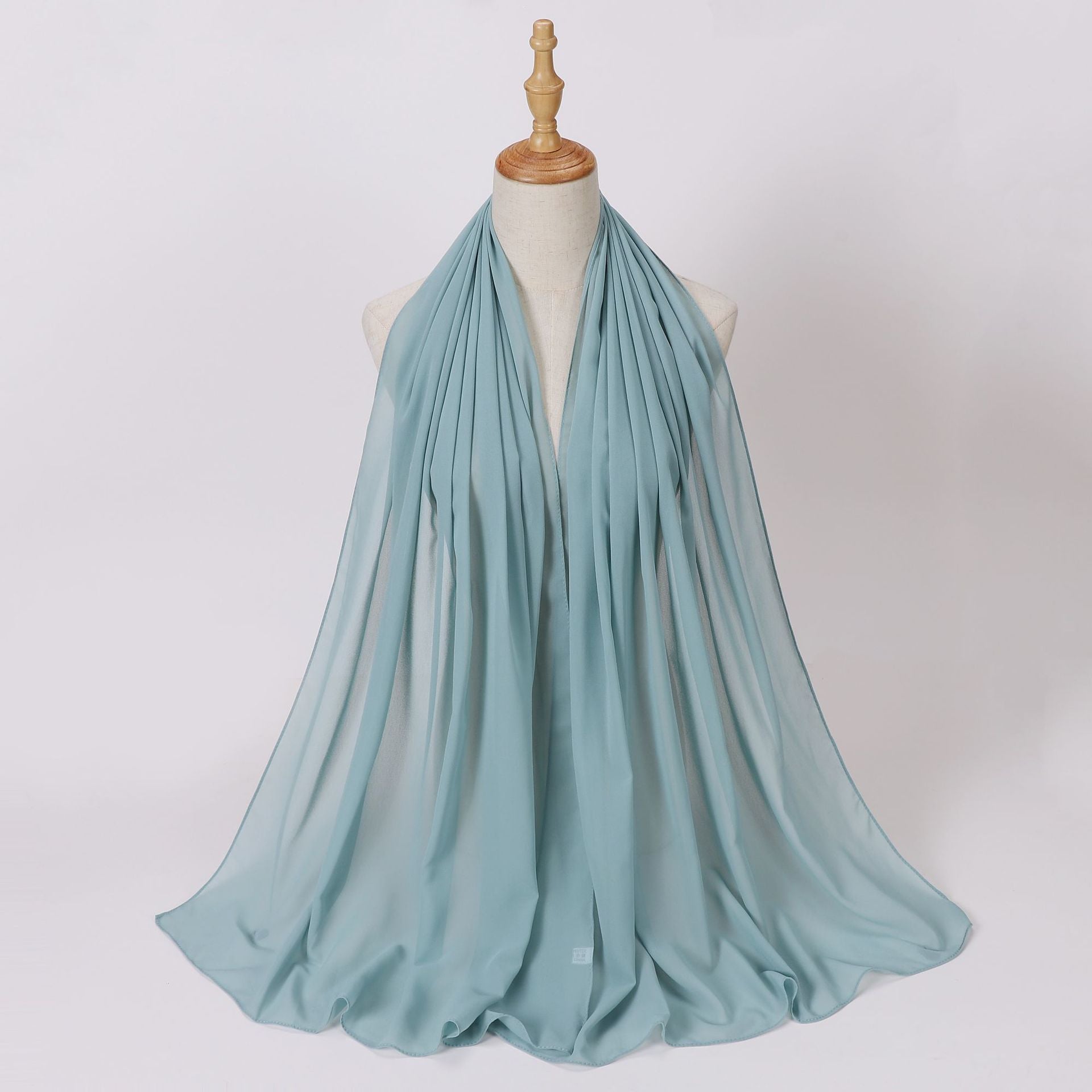 Foreign Trade Single-Color Pearl Chiffon Long Scarf Hijab Malay Ethnic Gauze Scarf African Headscarf Dropshipping