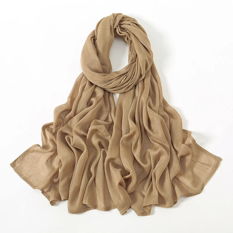 Rayon Viscose Muslim Woman Hijab Cotton Plain Musulman Scarves Solid Islamic Shawls and Wraps Soft Women's Turban Headband Veil