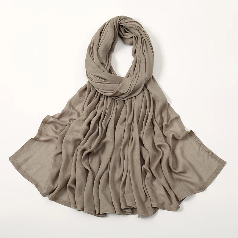 Rayon Viscose Muslim Woman Hijab Cotton Plain Musulman Scarves Solid Islamic Shawls and Wraps Soft Women's Turban Headband Veil