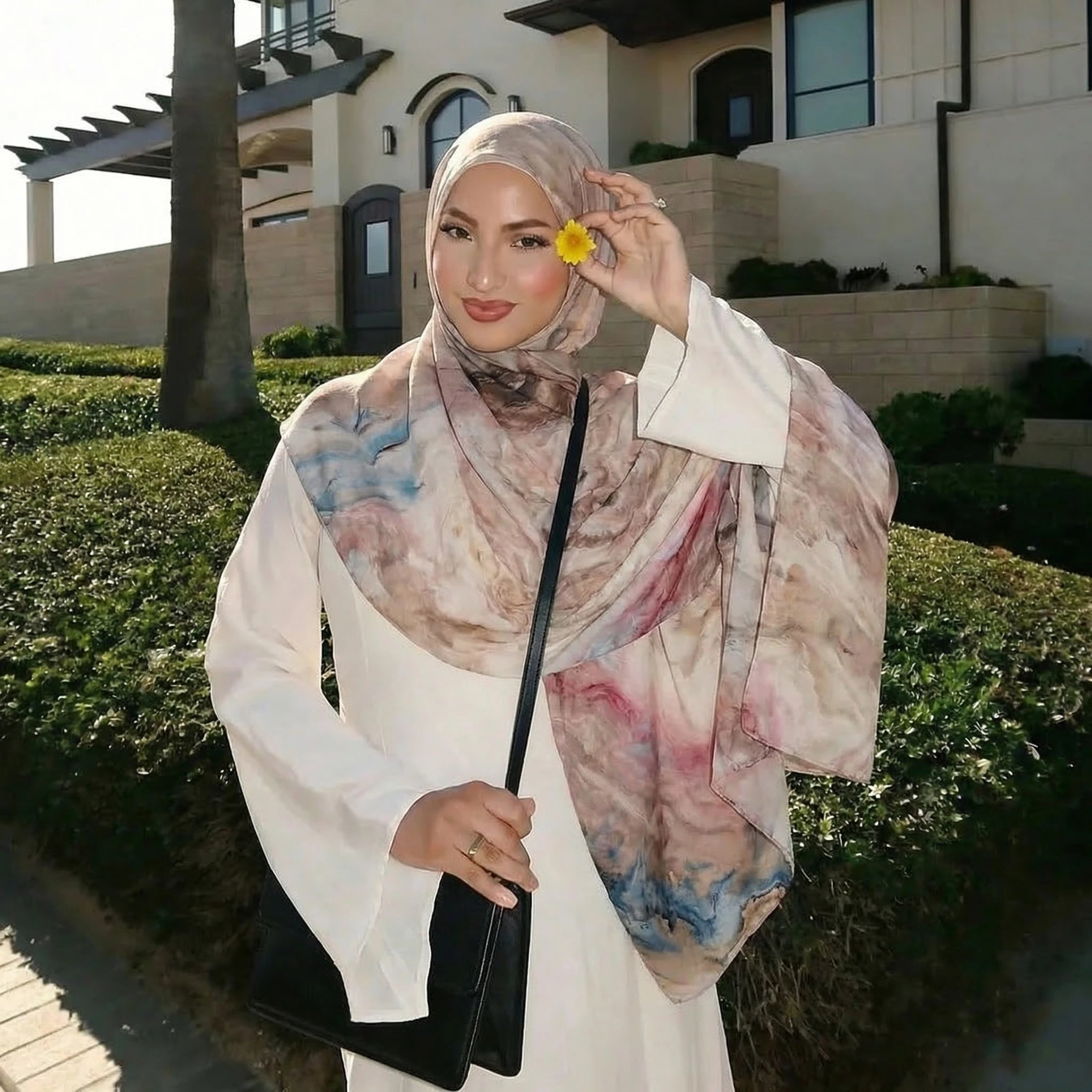 New Women's Watercolor Hijab Scarf Bandana Headband Vintage Luxury Beach 180cm Long Handkerchief Bohemia Muslim Accessories