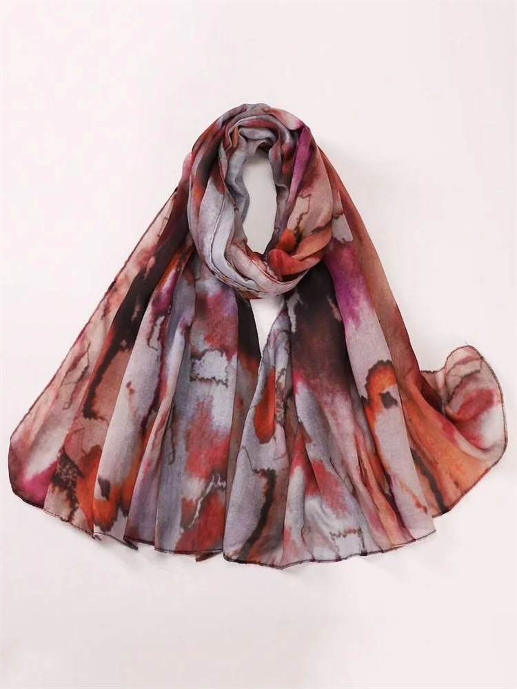 1Pcs New Watercolor Print Hijab Islam Ramadan Women Bohemian Soft Muslim Hijabs Foulard Arab Femme Shawl Wrap Scarf Headscarf