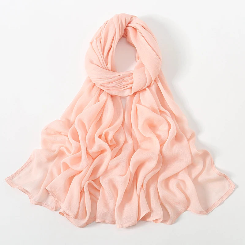 Rayon Viscose Muslim Woman Hijab Cotton Plain Musulman Scarves Solid Islamic Shawls and Wraps Soft Women's Turban Headband Veil