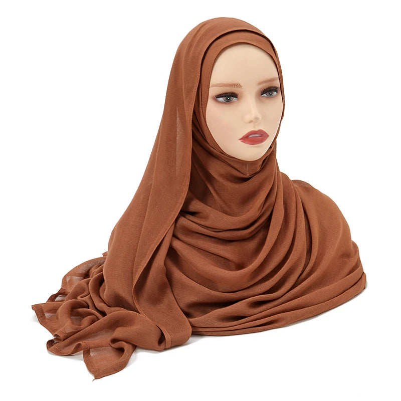 Rayon Viscose Muslim Woman Hijab Cotton Plain Musulman Scarves Solid Islamic Shawls and Wraps Soft Women's Turban Headband Veil
