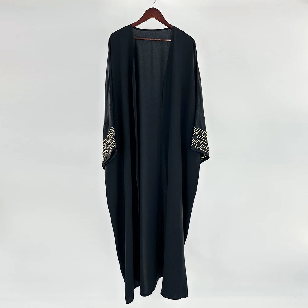 Muslim Hijab Abayas For Women Arab Ramandan Eid Gold Embroidery Open Modest Abaya Dubai Kaftan Dresses Islamic Clothing 2024 New