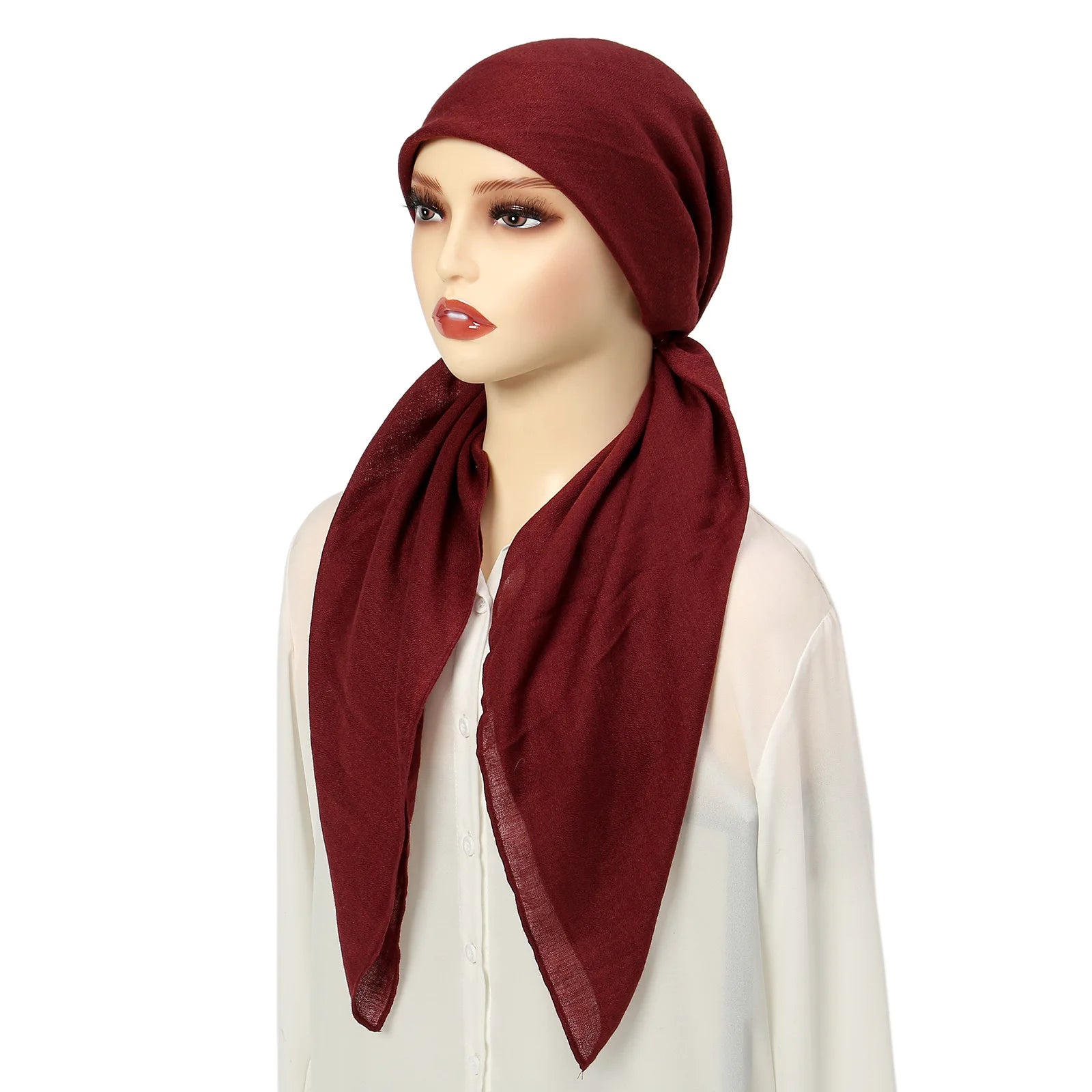Ramadan Solid Color Soft Elastic Women's Hijab Muslim Ladies Turban Bonnet Long Tail Head Wrap Head Scarf Indian Hats