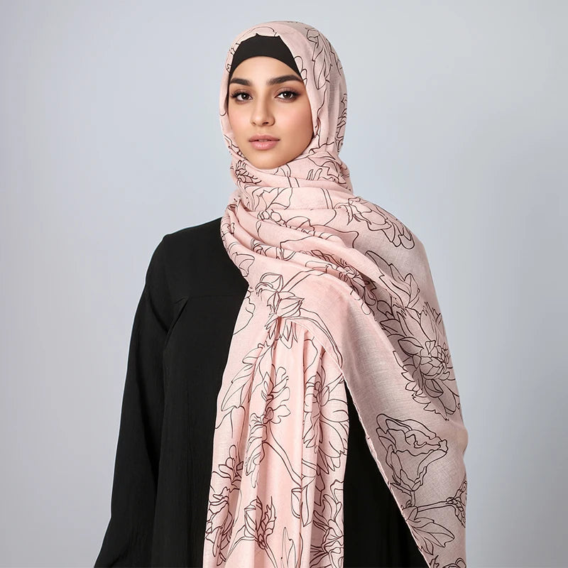 New Women's Watercolor Hijab Scarf Bandana Headband Vintage Luxury Beach 180cm Long Handkerchief Bohemia Muslim Accessories 2025