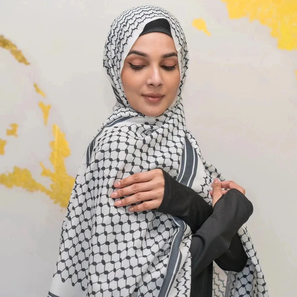 180*70cm Middle East Islam Arab Keffiyeh Muslim Shawl Printing Chiffon Palestine Hijab Head Neck Scarves Musulman Hijabs