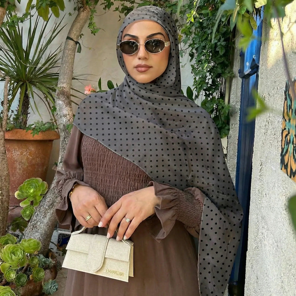 Bohemian Dot Print Hijabs Women Watercolour Shawl Soft Muslim Hijabs Modal Cotton Wrap Beach Sun-Protection Headscarf Ramadan