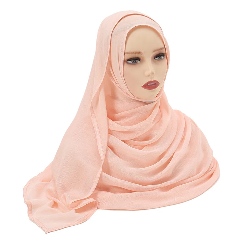 Rayon Viscose Muslim Woman Hijab Cotton Plain Musulman Scarves Solid Islamic Shawls and Wraps Soft Women's Turban Headband Veil