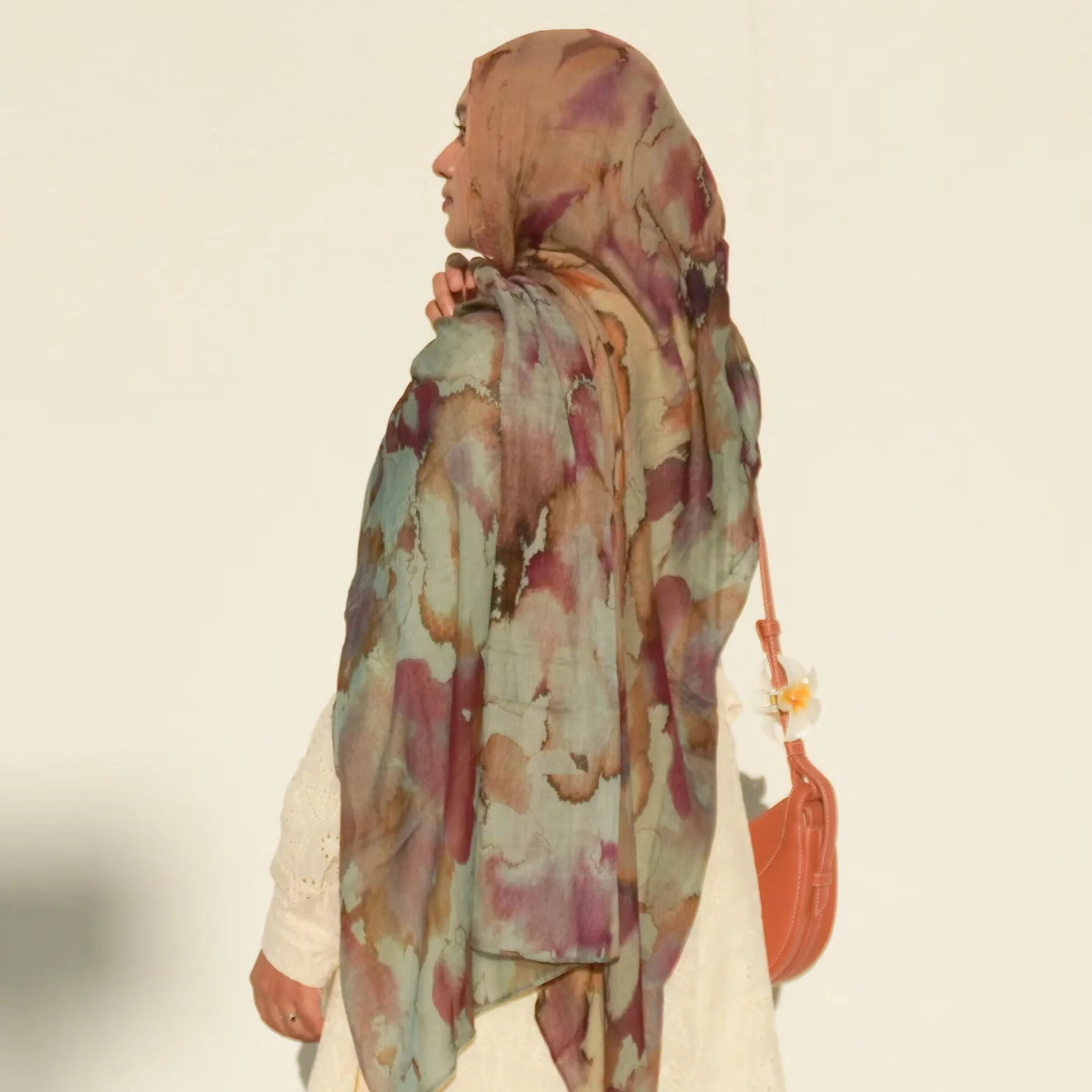 1Pcs New Watercolor Print Hijab Islam Ramadan Women Bohemian Soft Muslim Hijabs Foulard Arab Femme Shawl Wrap Scarf Headscarf
