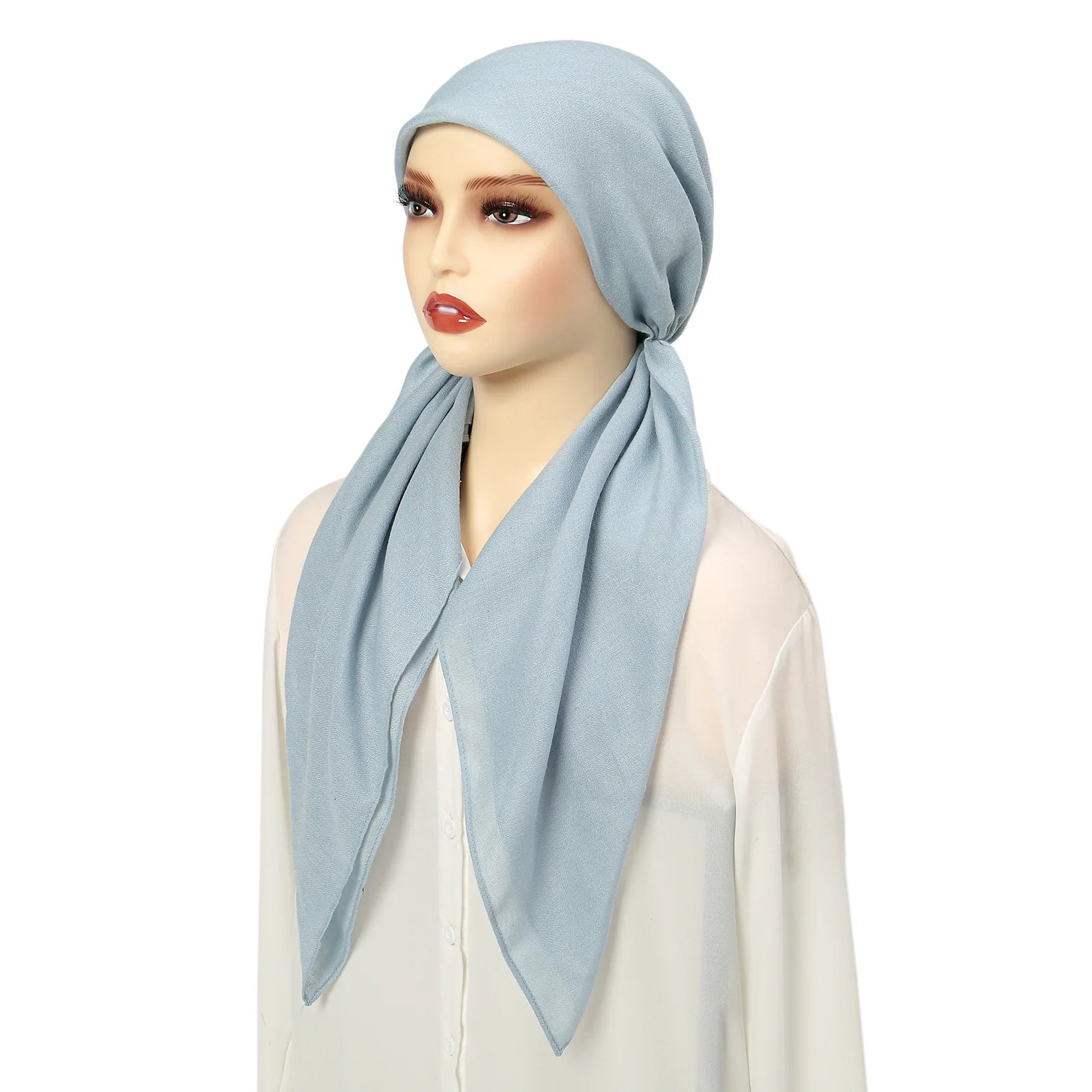 Ramadan Solid Color Soft Elastic Women's Hijab Muslim Ladies Turban Bonnet Long Tail Head Wrap Head Scarf Indian Hats