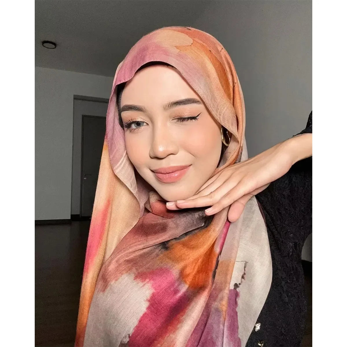 New Watercolor Hijabs for Women Floral  Print Hijab Scarf Breathable Soft Long Fashion Scarves Headscarf Paisley Muslim