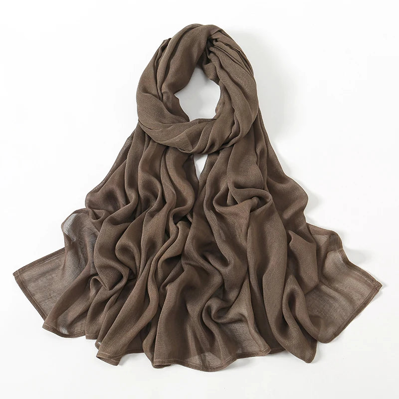 Rayon Viscose Muslim Woman Hijab Cotton Plain Musulman Scarves Solid Islamic Shawls and Wraps Soft Women's Turban Headband Veil