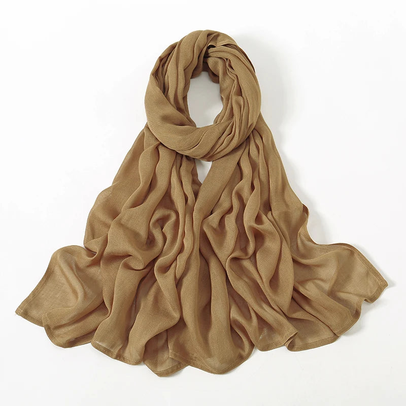 Rayon Viscose Muslim Woman Hijab Cotton Plain Musulman Scarves Solid Islamic Shawls and Wraps Soft Women's Turban Headband Veil