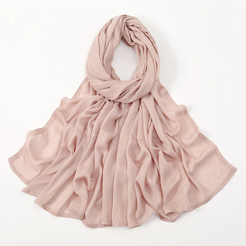 Rayon Viscose Muslim Woman Hijab Cotton Plain Musulman Scarves Solid Islamic Shawls and Wraps Soft Women's Turban Headband Veil