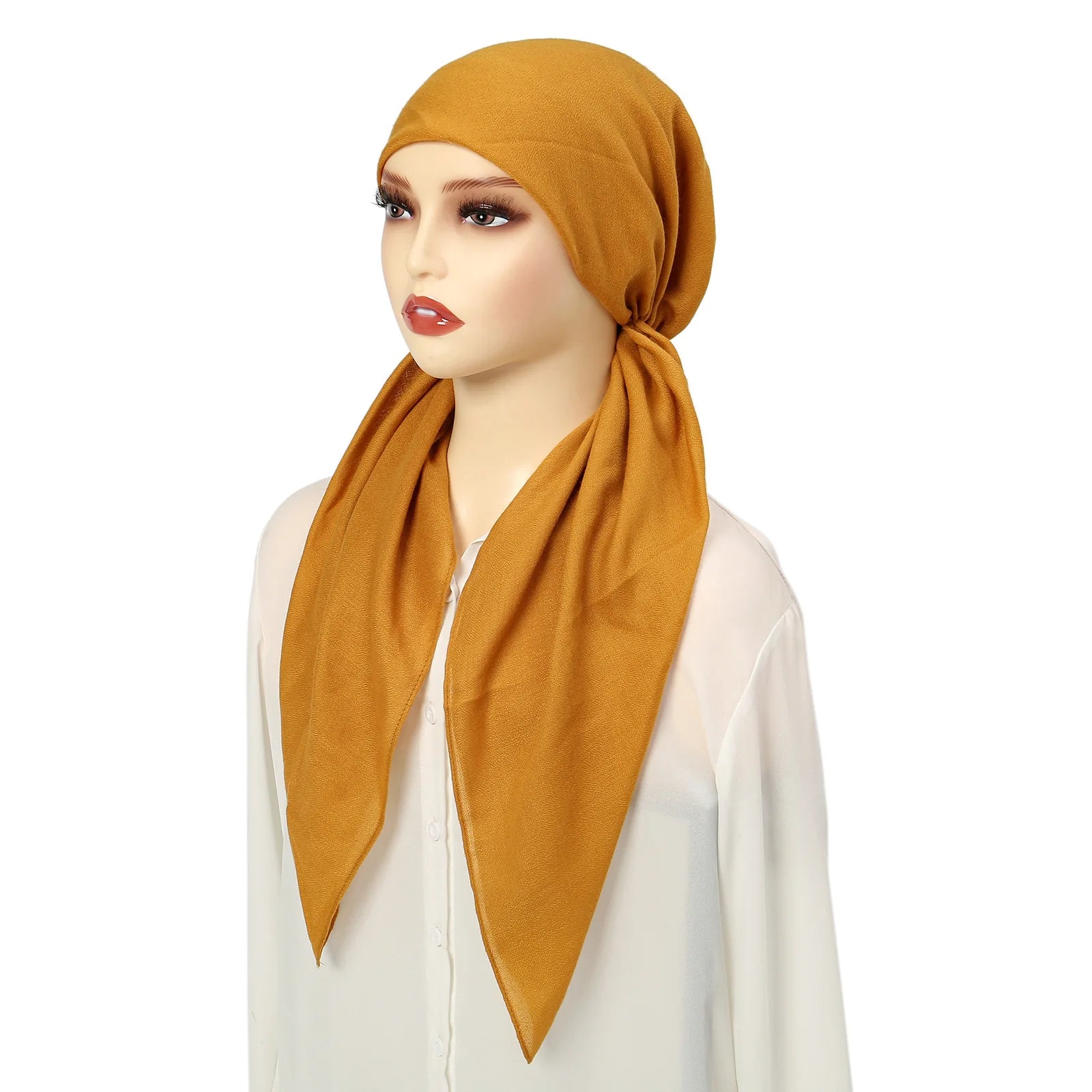 Ramadan Solid Color Soft Elastic Women's Hijab Muslim Ladies Turban Bonnet Long Tail Head Wrap Head Scarf Indian Hats