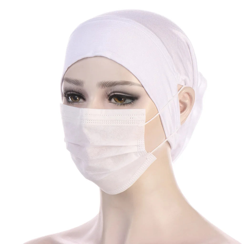Trendy Women's Hijab Islamic Under Scarf Ready Solid Color Undercap With Ear Hole Hijab Caps Bandanas Cap Under Caps For Hijabs