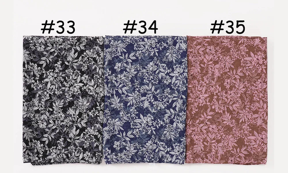 New Printed Hijabs Shawl Bubble Chiffon Hijabs Woman Design Flower Shawls Muslim Scarves Headscarf Wraps Turbans Long Scarves