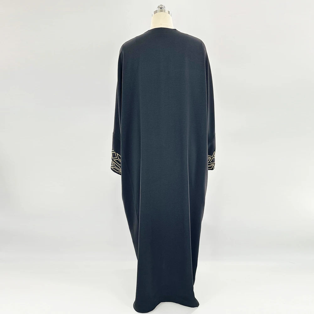 Muslim Hijab Abayas For Women Arab Ramandan Eid Gold Embroidery Open Modest Abaya Dubai Kaftan Dresses Islamic Clothing 2024 New