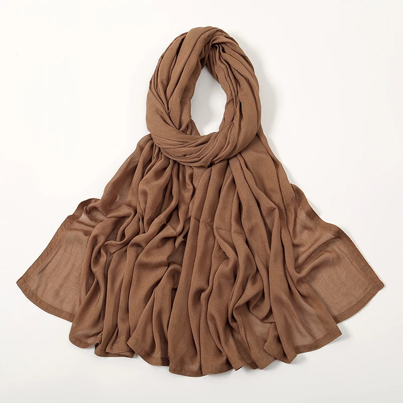 Rayon Viscose Muslim Woman Hijab Cotton Plain Musulman Scarves Solid Islamic Shawls and Wraps Soft Women's Turban Headband Veil