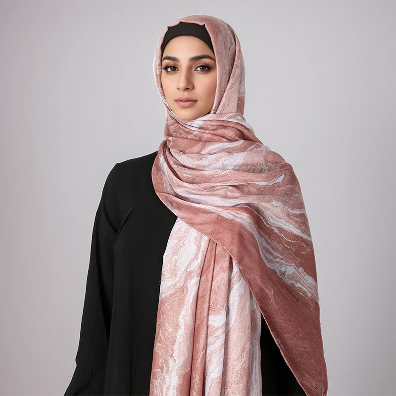 New Women's Watercolor Hijab Scarf Bandana Headband Vintage Luxury Beach 180cm Long Handkerchief Bohemia Muslim Accessories 2025