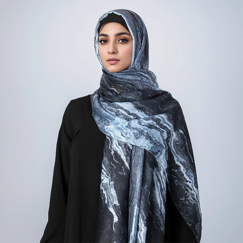 New Women's Watercolor Hijab Scarf Bandana Headband Vintage Luxury Beach 180cm Long Handkerchief Bohemia Muslim Accessories 2025