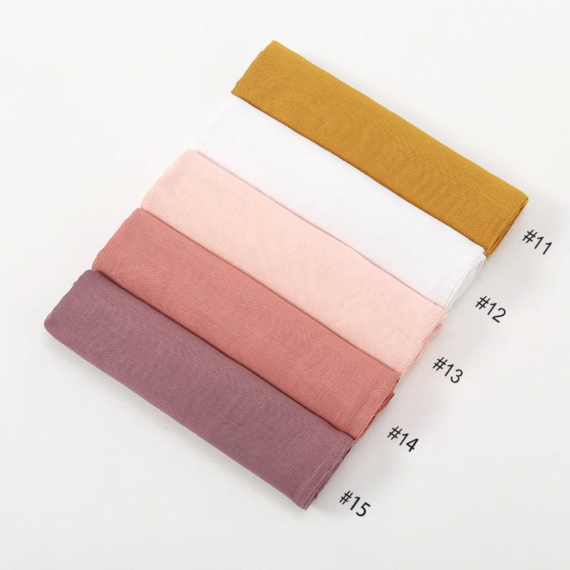 Rayon Viscose Muslim Woman Hijab Cotton Plain Musulman Scarves Solid Islamic Shawls and Wraps Soft Women's Turban Headband Veil