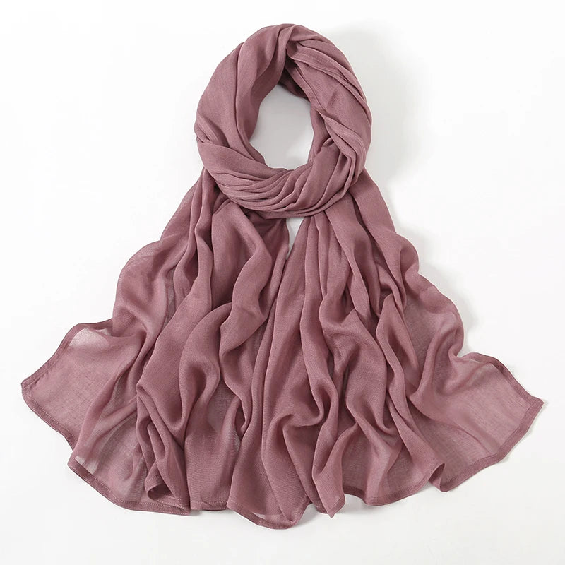 Rayon Viscose Muslim Woman Hijab Cotton Plain Musulman Scarves Solid Islamic Shawls and Wraps Soft Women's Turban Headband Veil
