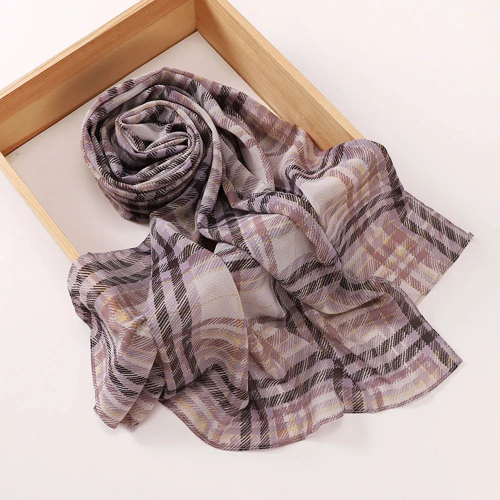 New Printed Hijabs Shawl Bubble Chiffon Hijabs Woman Design Flower Shawls Muslim Scarves Headscarf Wraps Turbans Long Scarves